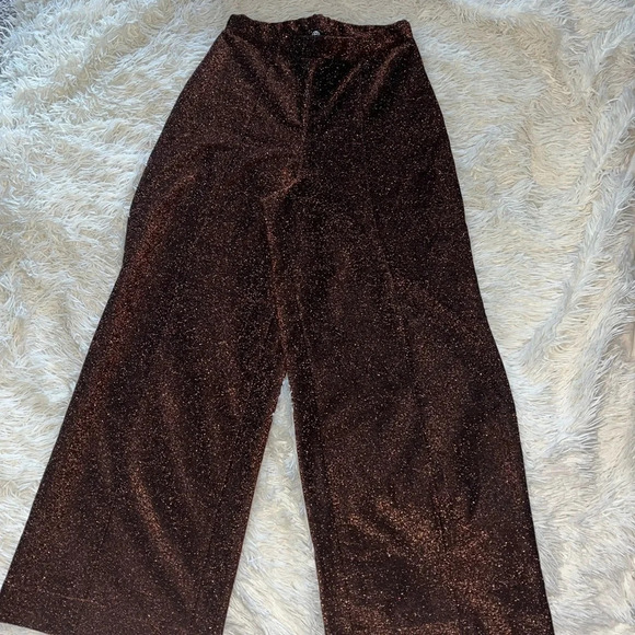 MISSGUIDED Bronze Gold Sparkle Pants​ - Picture 1 of 4